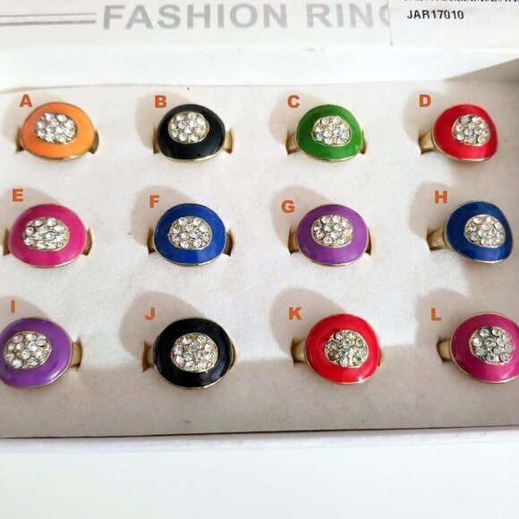❤️Your choice of Enamel  Crystal Rings Size 8.75 ❤️ - Picture 2 of 14